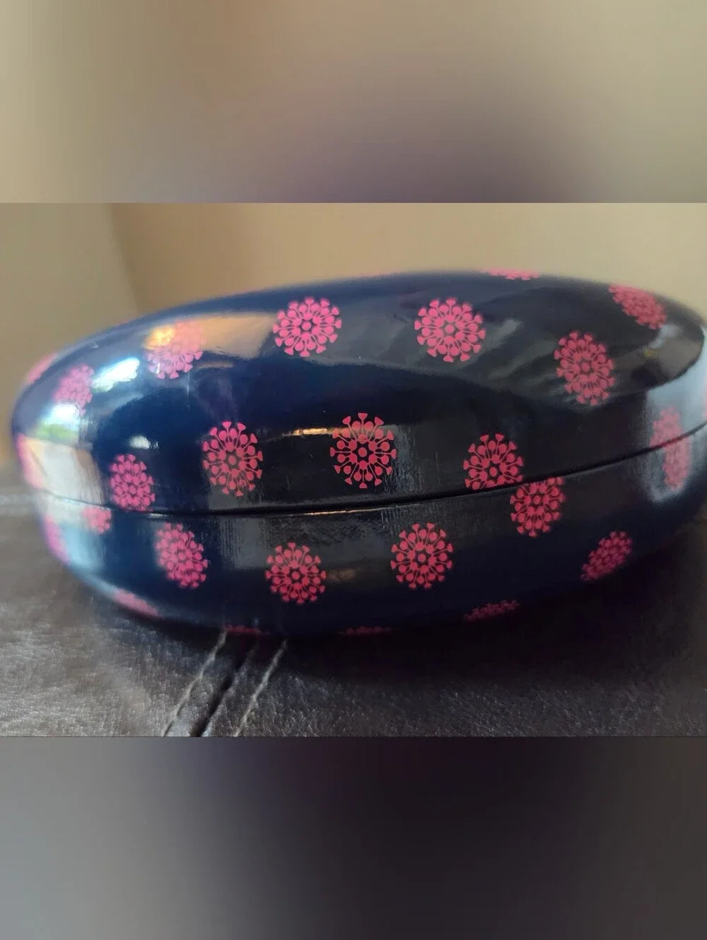 Tupperware Brand Decorative Sunglasses Eyeglasses Case Pink Floral Dots
